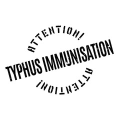Typhus Immunisation rubber stamp. Grunge design with dust scratches. Effects can be easily removed for a clean, crisp look. Color is easily changed.