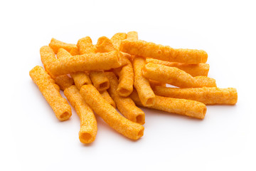 Potato fry on white isolated background.
