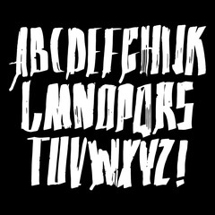 Graphic Font for your design. Hand drawn calligraphy lettering alphabet. Stylish letters with in figures. Vector illustration.