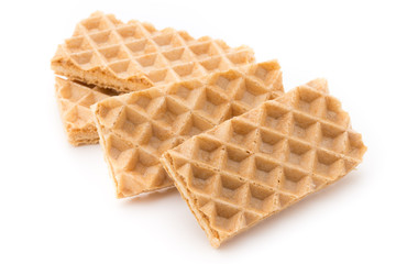 Waffle with crem isolated on white background.