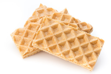 Waffle with crem isolated on white background.