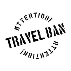 Travel Ban rubber stamp. Grunge design with dust scratches. Effects can be easily removed for a clean, crisp look. Color is easily changed.
