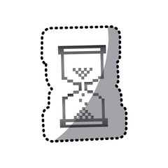 grayscale pixel hourglass icon, vector illustraction design