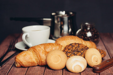 coffee mug beans sweet  croissant dessert