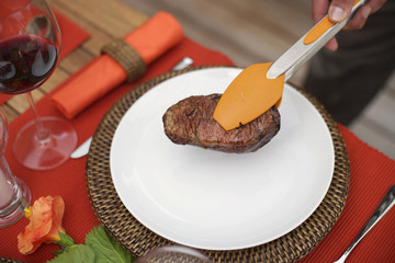 Barbecued steak on a plate