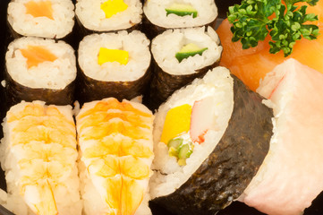 wonderful macro details of a delicious sush