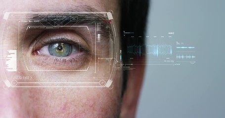 human being futuristic vision, vision and control and protection of persons, control and security in the accesses.Concept of: dna system, scientific technology and science. - Powered by Adobe