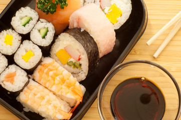 wonderful macro details of a delicious sush