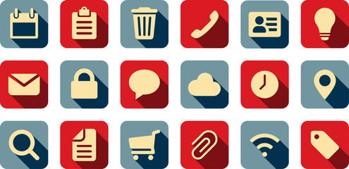 Vector set with various rounded square shaded icons