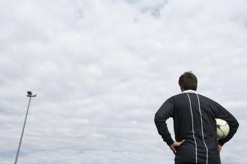 Referee holding ball