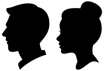 Silhouette of a male and female portrait