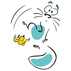 Cat slipped on a banana peel