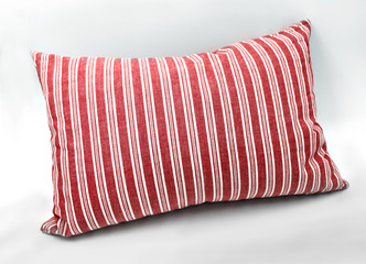 Kissen, Sofakissen - Streifen, gestreift - rot weiss - freigestellt, isolated