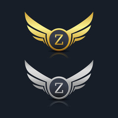 Wings Shield Letter Z Logo Template 