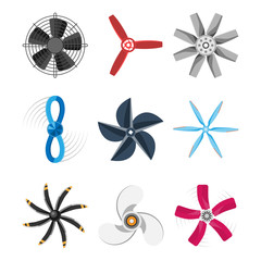Propeller fan vector illustration fan propeller wind ventilator equipment air icon blower cooler set rotation technology power object circle rotate © partyvector