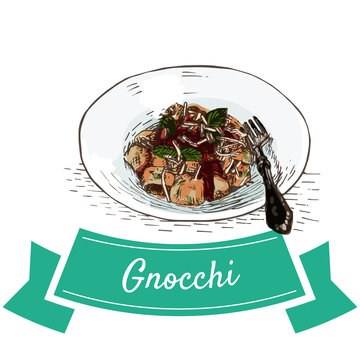 Gnocchi colorful illustration.