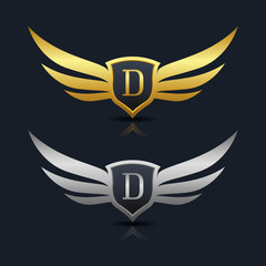 Obraz premium Wings Shield Letter D Logo Template 