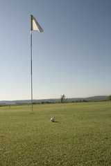 Obraz premium Golf flag and ball