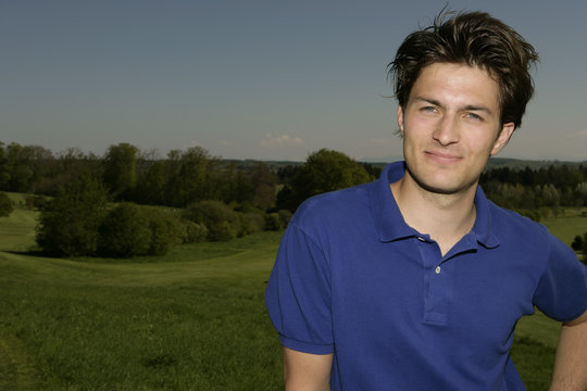 Young man on golf course