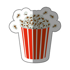 silhouette sticker of popcorn container vector illustration
