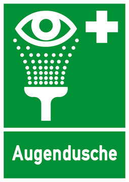 nrs19 NewRescueSign nrs - ks188 Kombi-Schild - Auge / Augendusche - Augensp&uuml;lung / Erste-Hilfe - first aid - emergency eye wash station - Rettungszeichen: gr&uuml;n - DIN A1 A2 A3 A4 Poster XXL - g5102
