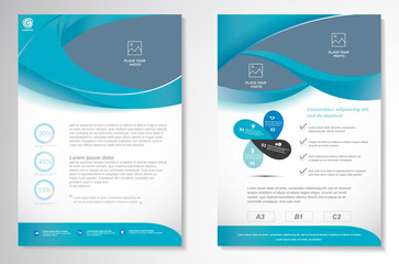 Template vector design for Brochure, Annual Report, Magazine, Poster, Corporate Presentation, Portfolio, Flyer, layout modern with green and blue color size A4, Front and back, Easy to use and edit.