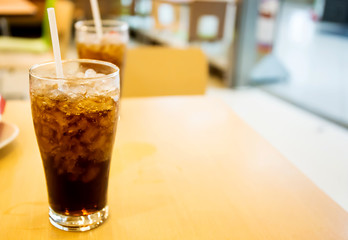 cola with ice cubes