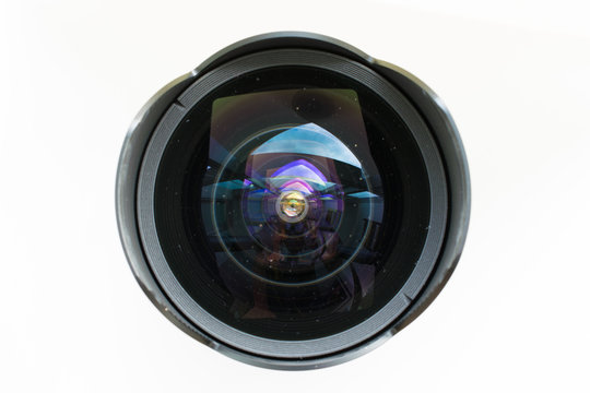 Fish eye lens close up.