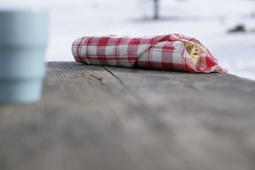 Obraz premium Sandwich lying on a wooden table