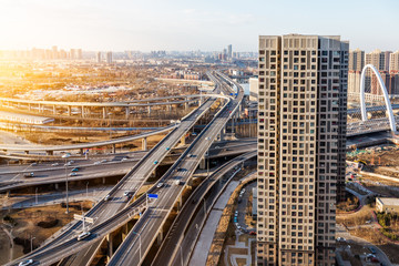 panoramic view of cityscape in city of China.