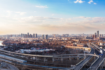 panoramic view of cityscape in city of China.