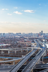 panoramic view of cityscape in city of China.