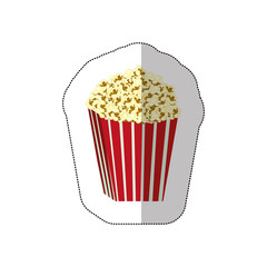 color background sticker of butter popcorn container vector illustration