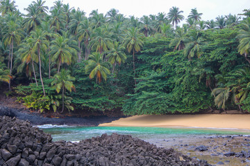 The beautiful beach Piscina in island of Sao Tome and Principe - Africa - 140155134