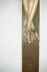 Stigmatized Feet of Jesus Christ on the Cross - Faith - Symbol - Christianity