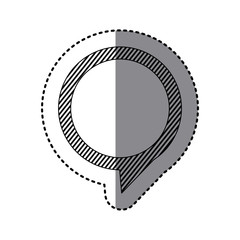 monochrome sticker of circular speech with tail to right side and contour of stripes vector illustration