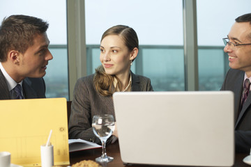 Three businesspeople having a meeting