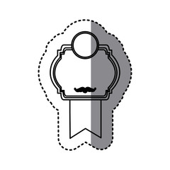 monochrome contour sticker with heraldic rounded square with ribbon in bottom side vector illustration