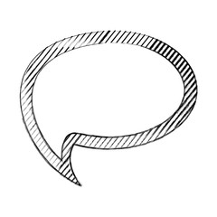 monochrome sketch of cloud speech with tail and contour of stripes vector illustration