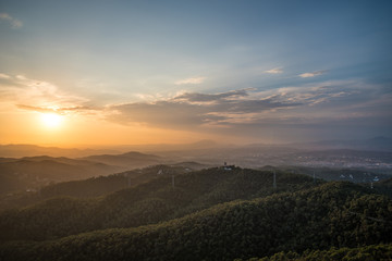 Barcelona Sunset Landscape over the Mountains