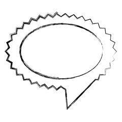 monochrome sketch of oval speech with sawtooth contour and tail vector illustration