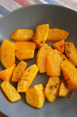 Cooked pieces of pumpkin vegetable 