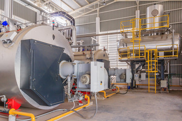 Gas boilers in gas boiler room for steam production