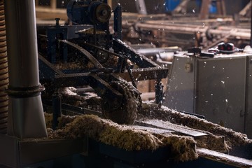 View of cutting machinery in operating position