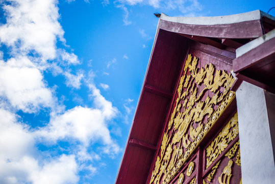 Top of roof in thai temple with lanna style.