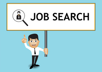 Man holding sign to showing word, Job search