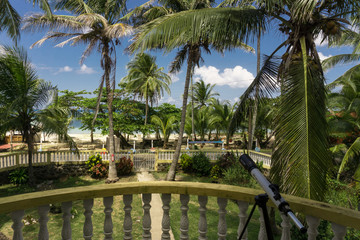 Fototapeta na wymiar balcony view of tropical paradise, Corn Island, Nicaragua