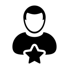 User Icon - Human Person Profile Avatar With Star Symbol
Vector illustration