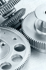 industrial gear cogwheels on technology background