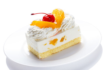 Piece of a delicious cake on a plate